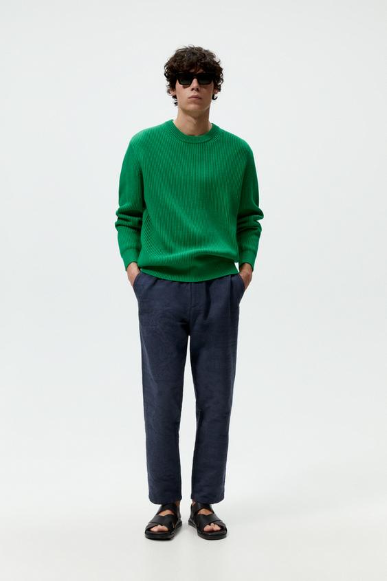 JACQUARD JOGGER WAIST TROUSERS - Dark 