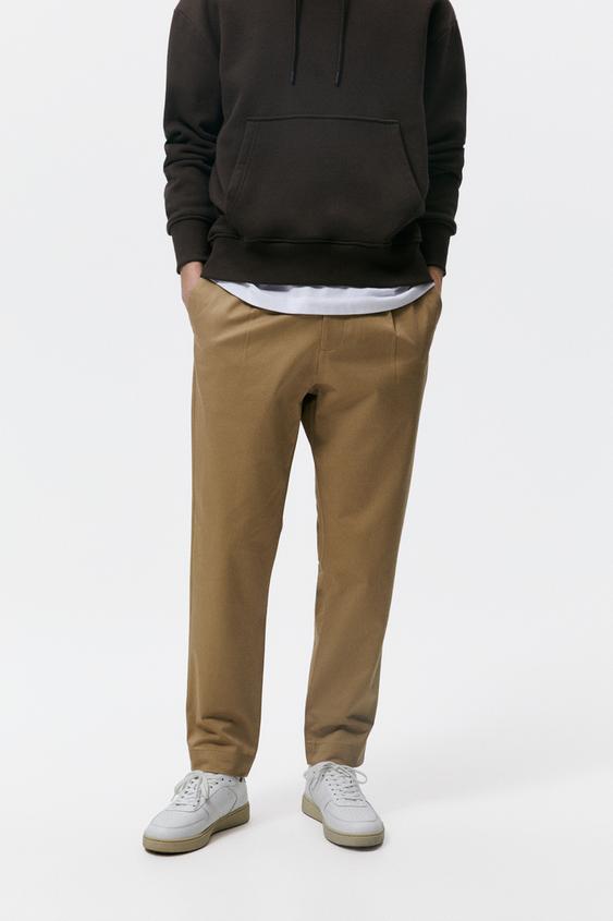 PLEATED CHINO TROUSERS - camel | ZARA 