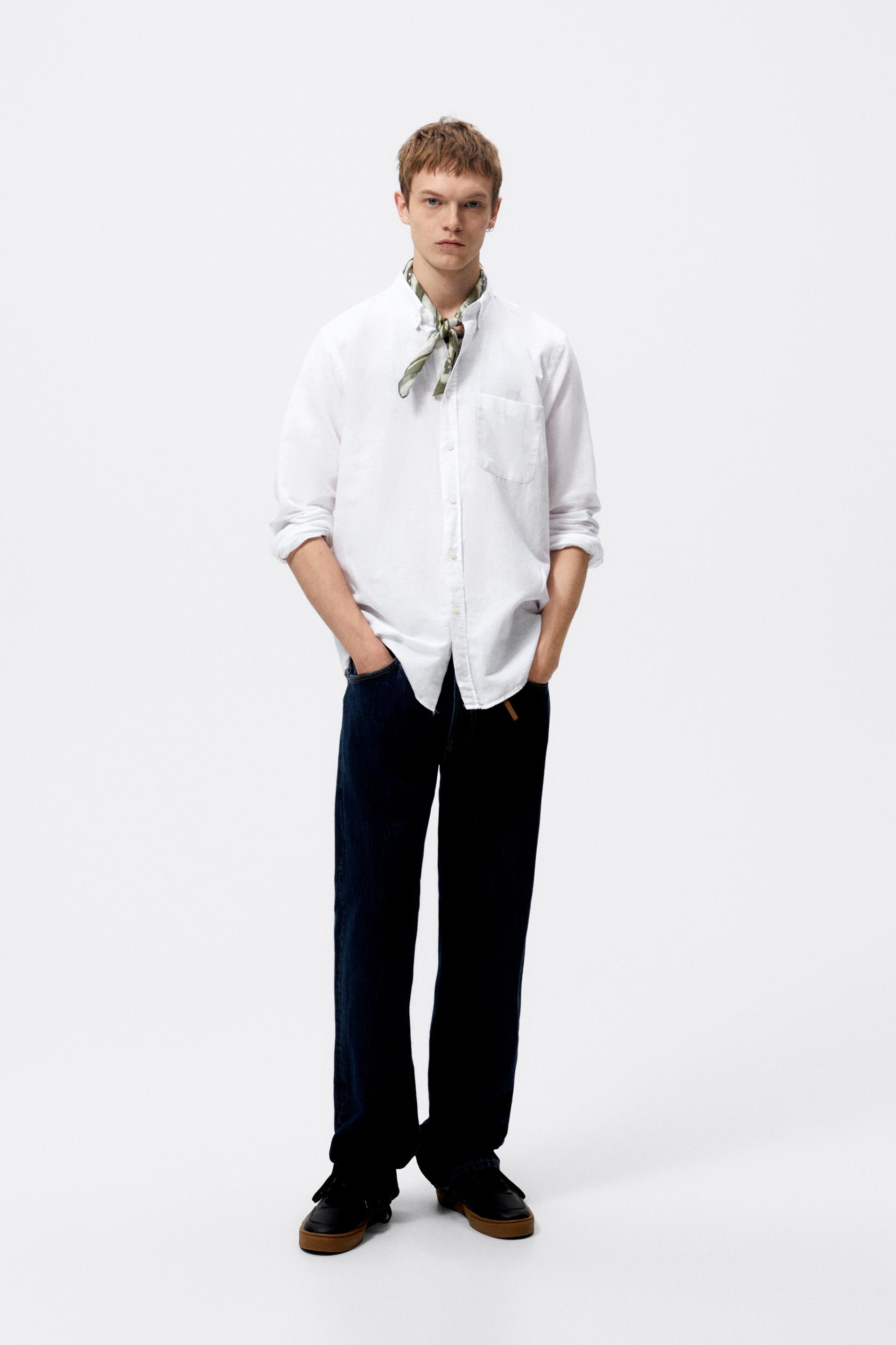 CAMISA RELAXED LINO - ALGODÓN - Blanco | ZARA Chile