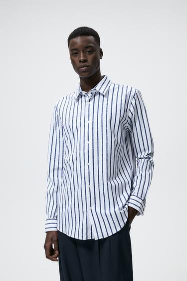 zara blue and white shirt