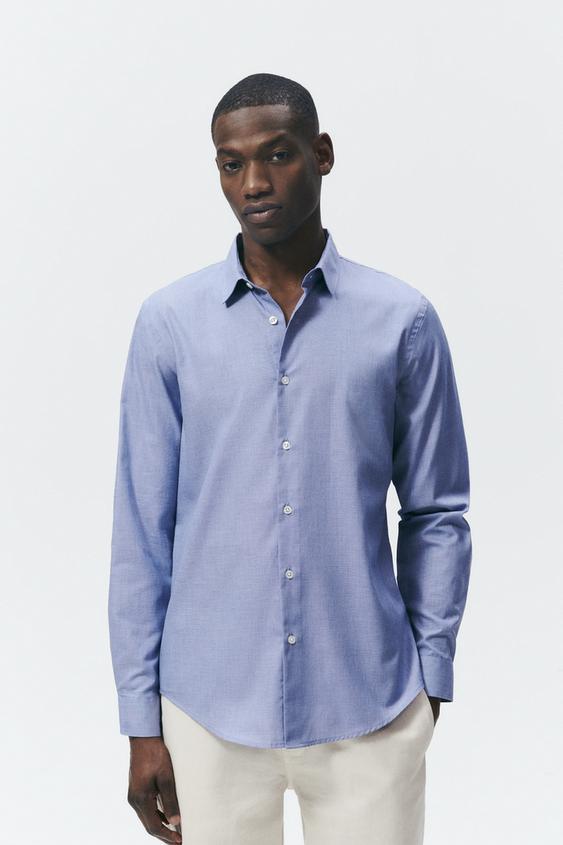 EASY CARE TEXTURED SHIRT - Blue | ZARA 