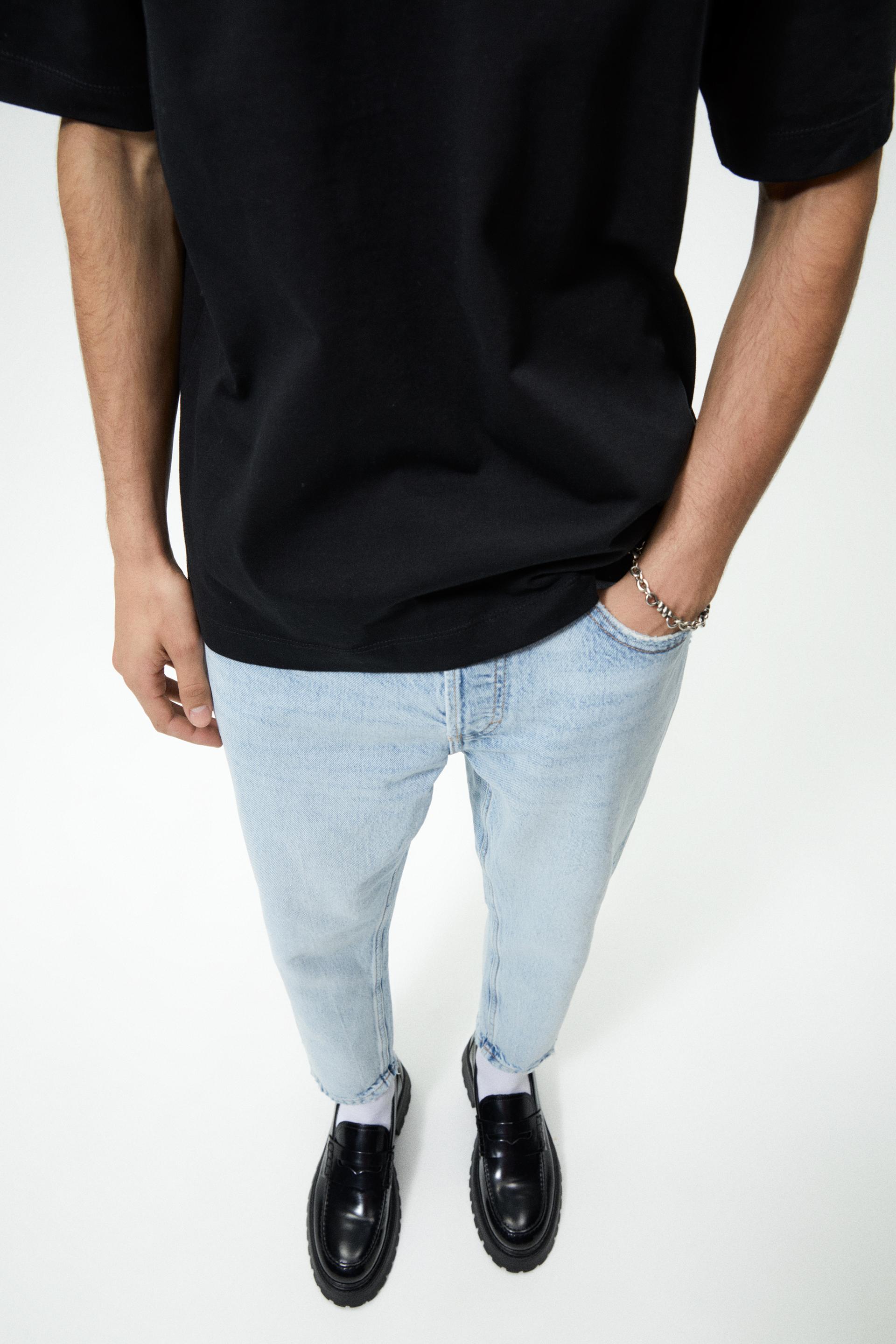 SLIM CROPPED JEANS - Blue | ZARA Australia