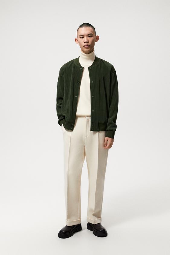 olive green bomber jacket zara