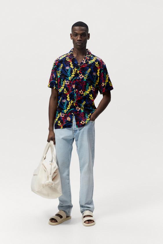 CAMISA ESTAMPADO FLORAL - Negro | ZARA Chile