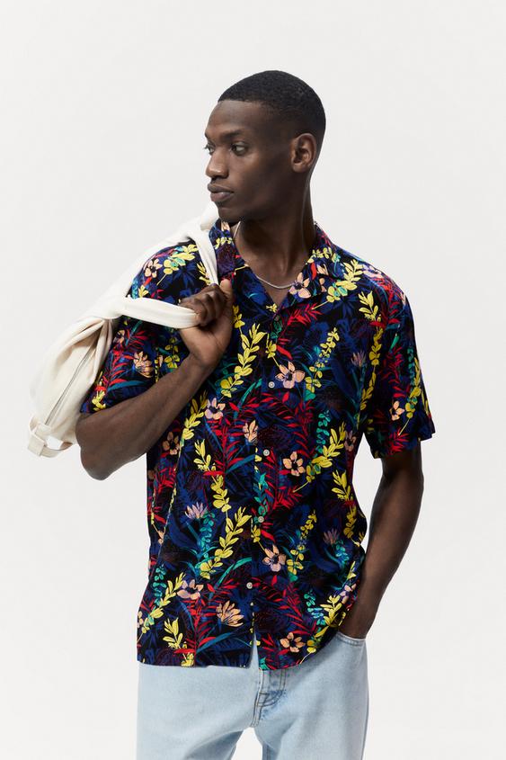 CAMISA ESTAMPADO FLORAL - Negro | ZARA Chile
