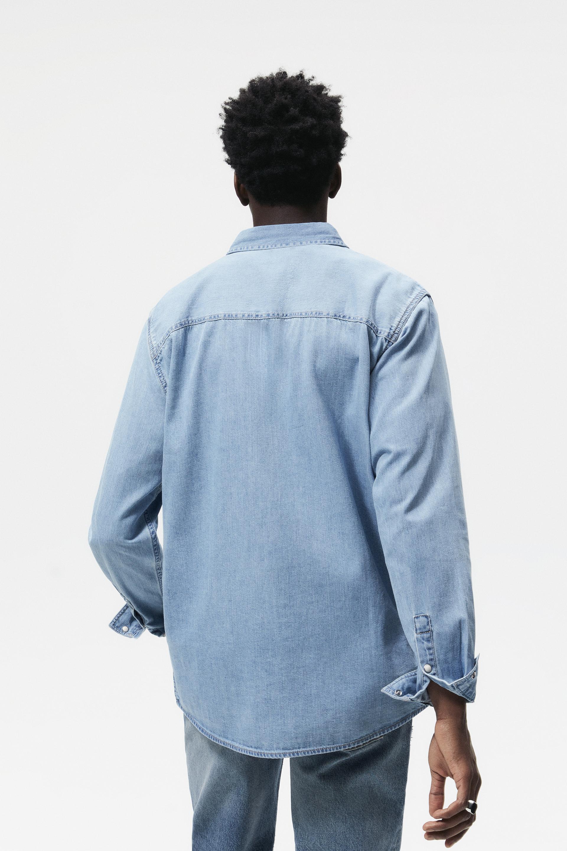DENIM SHIRT - Mid-blue | ZARA Australia