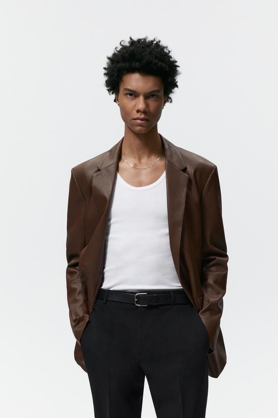 BLAZER EFECTO PIEL - Marrón | ZARA Chile