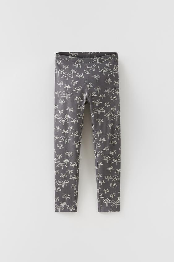 PALM TREE PRINT LEGGINGS - Anthracite 