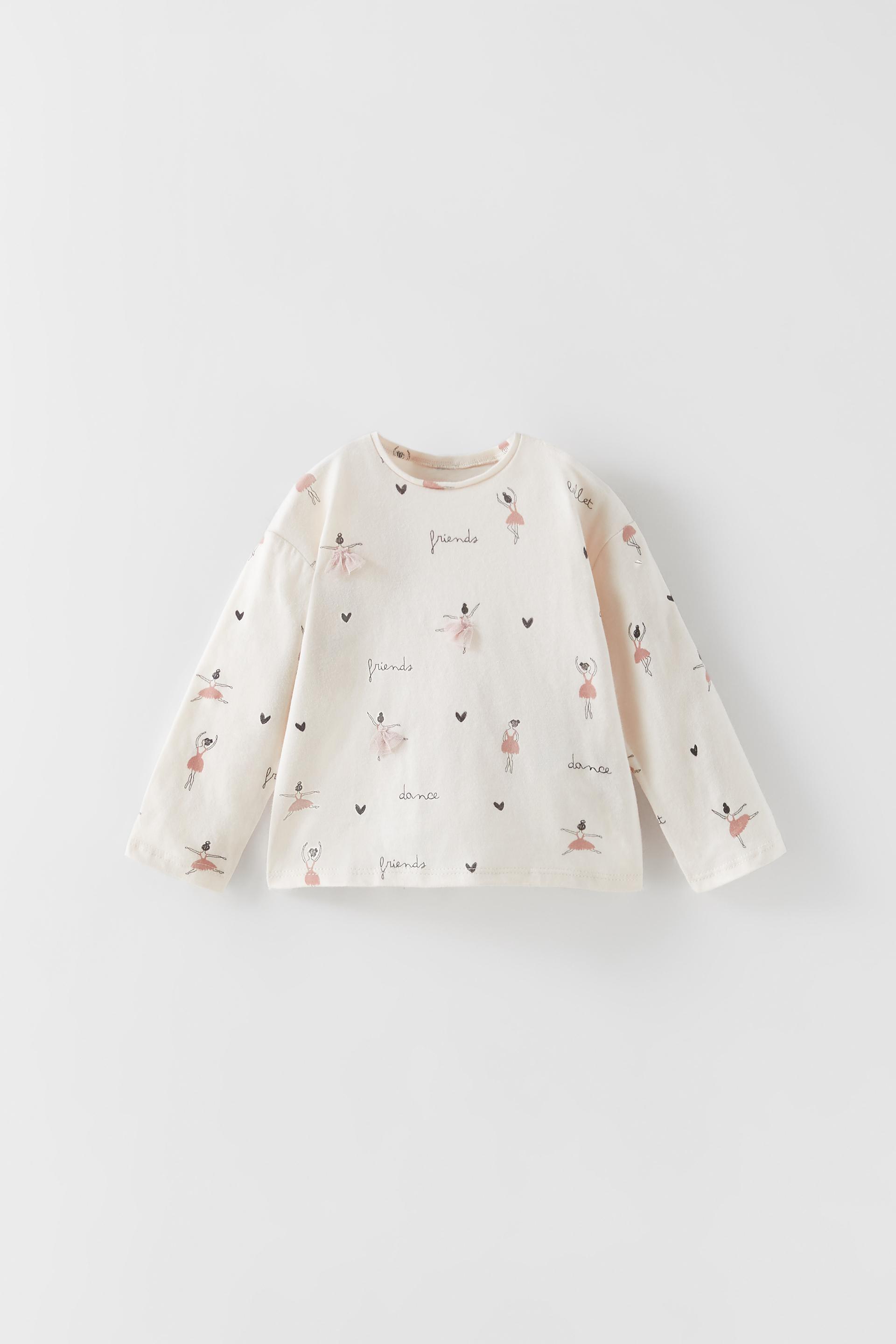 BALLERINA T-SHIRT WITH TULLE APPLIQUÉ 