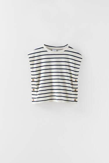 STRIPED T-SHIRT WITH BUTTONS