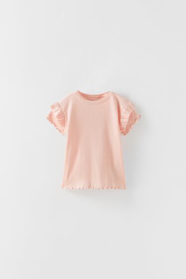 RIBBED T-SHIRT WITH RUFFLES