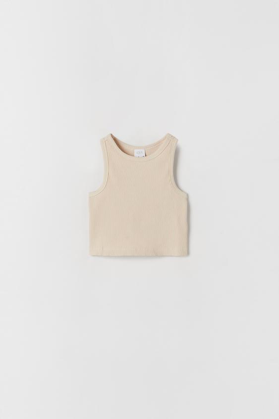 BASIC RIBBED T-SHIRT - Beige | ZARA 