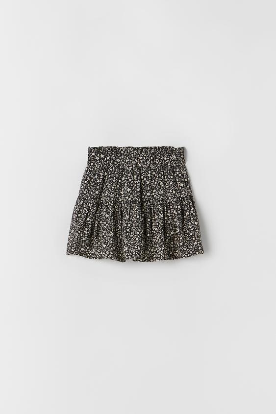FALDA BERMUDA FLORES - Negro | ZARA Chile