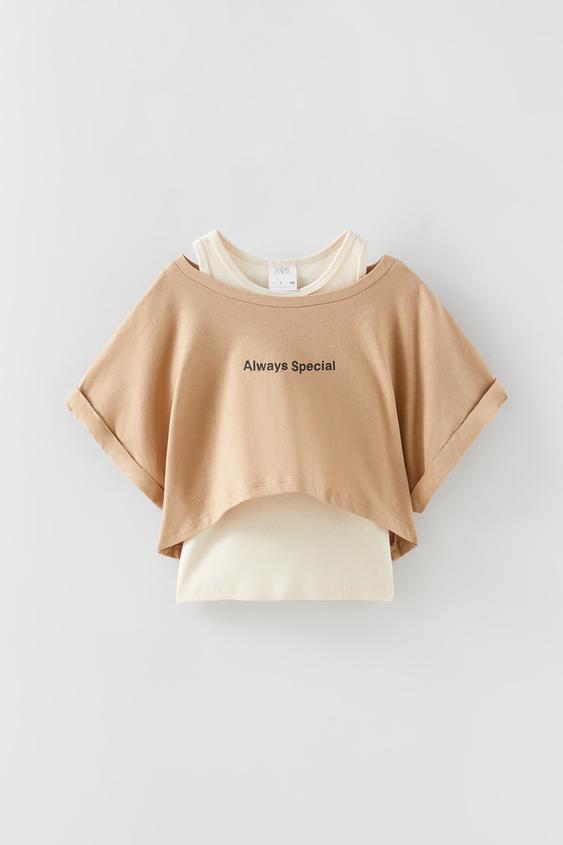 CONTRAST T-SHIRT - Beige | ZARA Australia