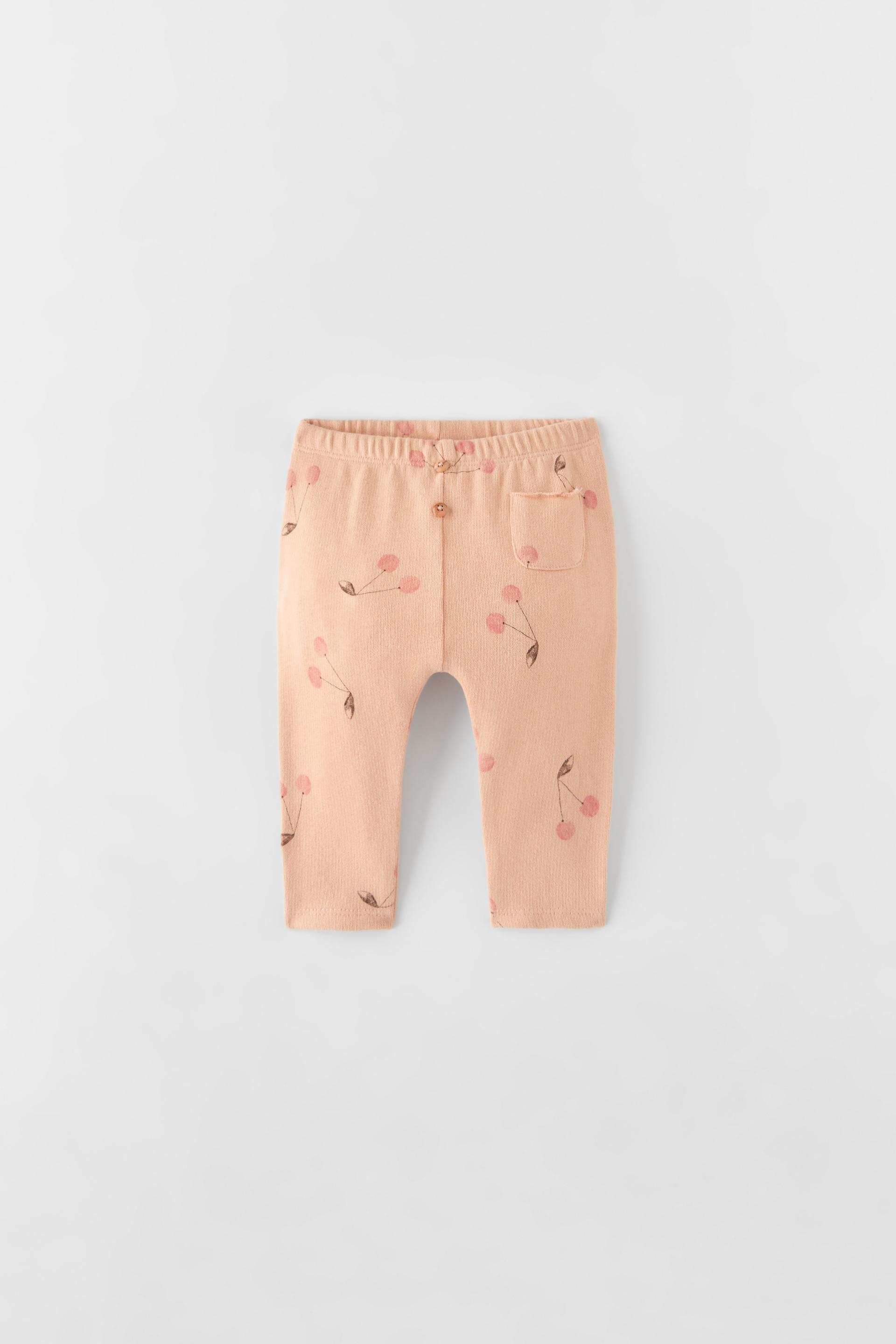 CHERRY PRINT PLUSH TROUSERS - Pink 