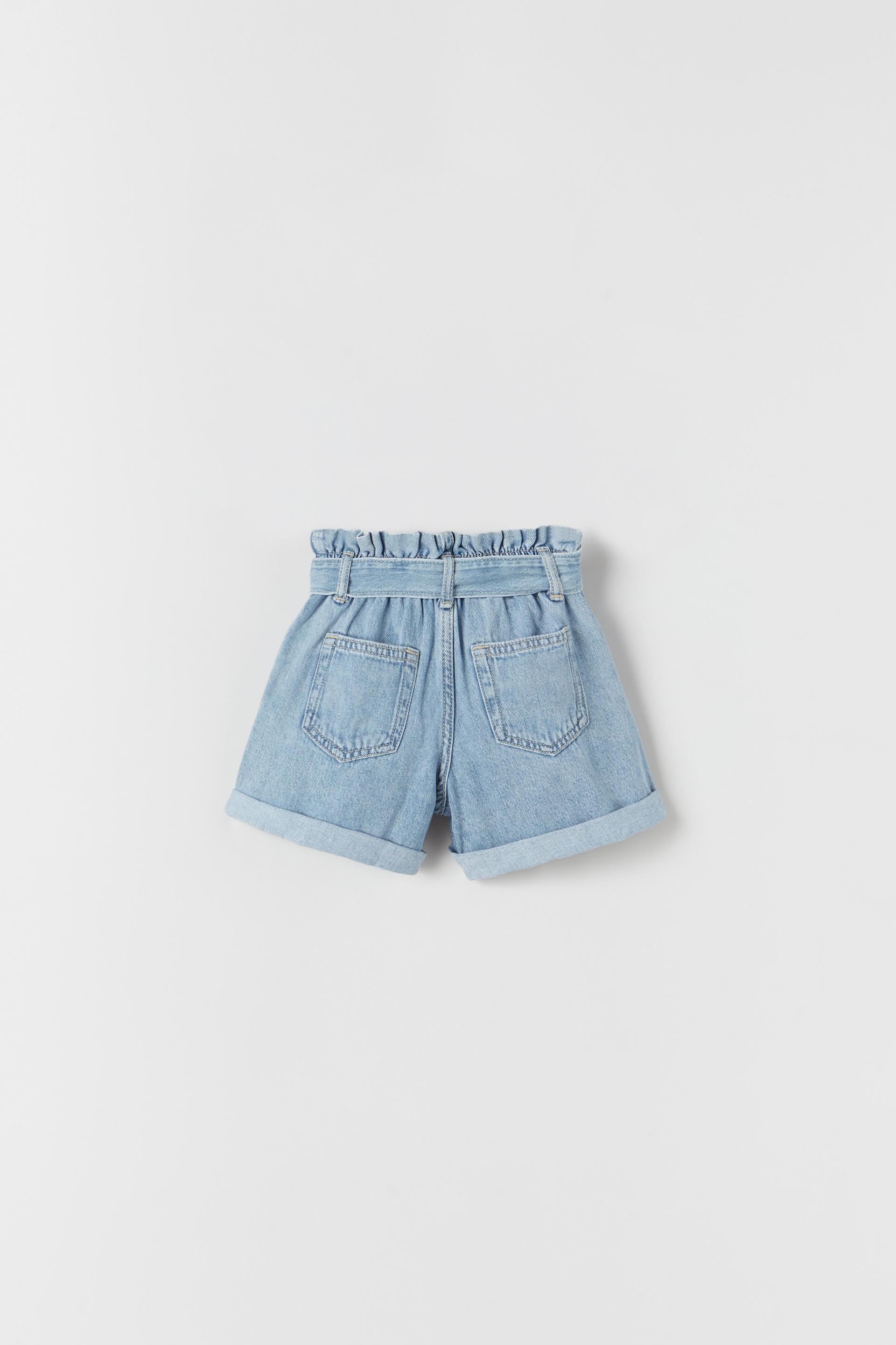 BELTED PAPERBAG DENIM BERMUDA SHORTS 