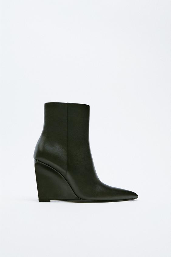 BOTÍN PIEL CUÑA - Negro | ZARA Chile