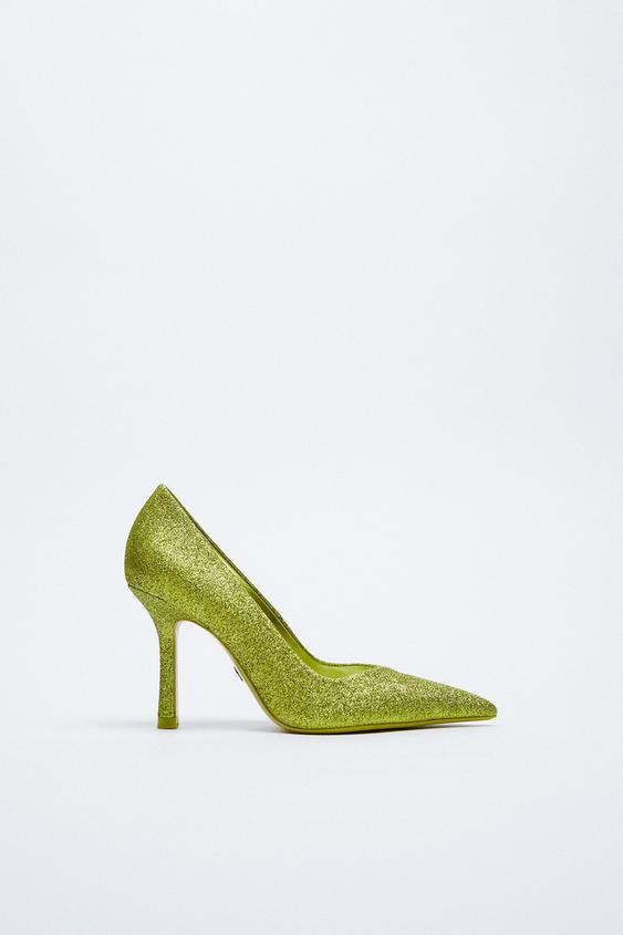 GLITTER HIGH-HEEL SHOES - Lime Green 