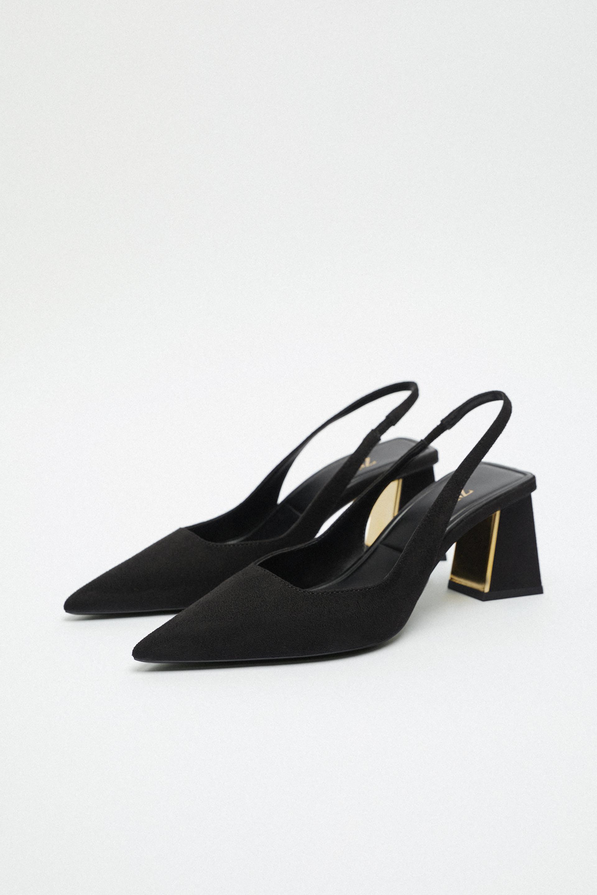 BLOCK HEEL SLINGBACK SHOES - Black 
