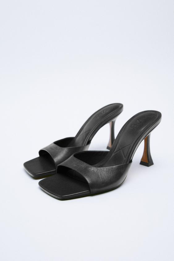 MULE TACÓN PIEL - Negro | ZARA Chile