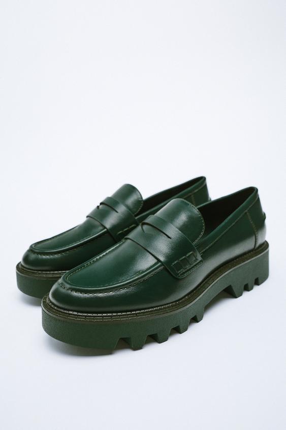 MOCASÍN SUELA TRACK - Verde | ZARA Chile