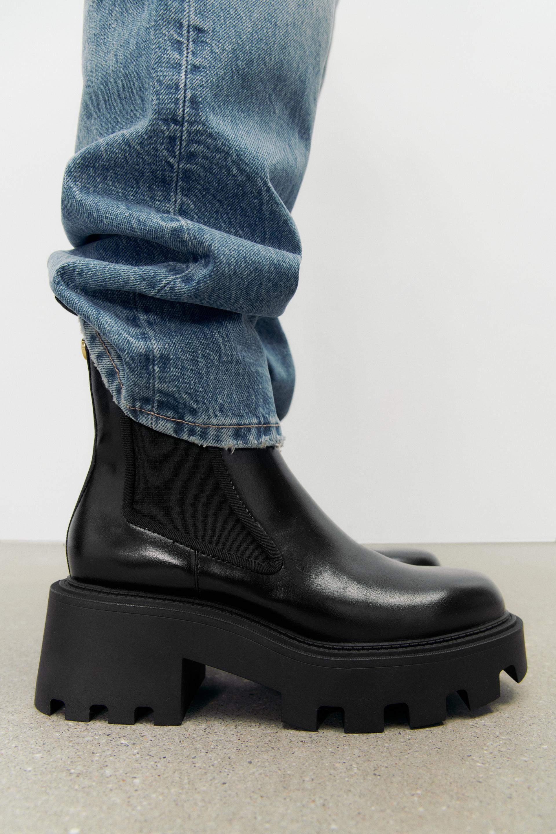 Flat black chelsea boots with track sole Outlet