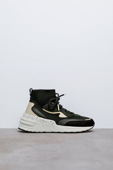CONTRAST HIGH-TOP TRAINERS