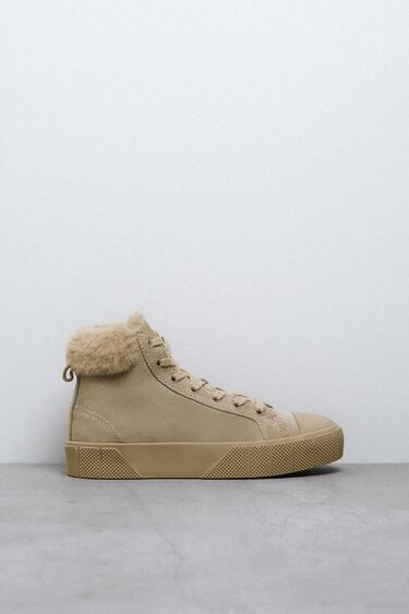 HIGH-TOP TRAINERS WITH FAUX FUR LINING