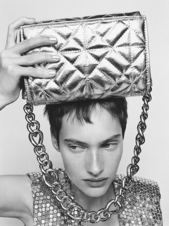 zara black bolsa with studs