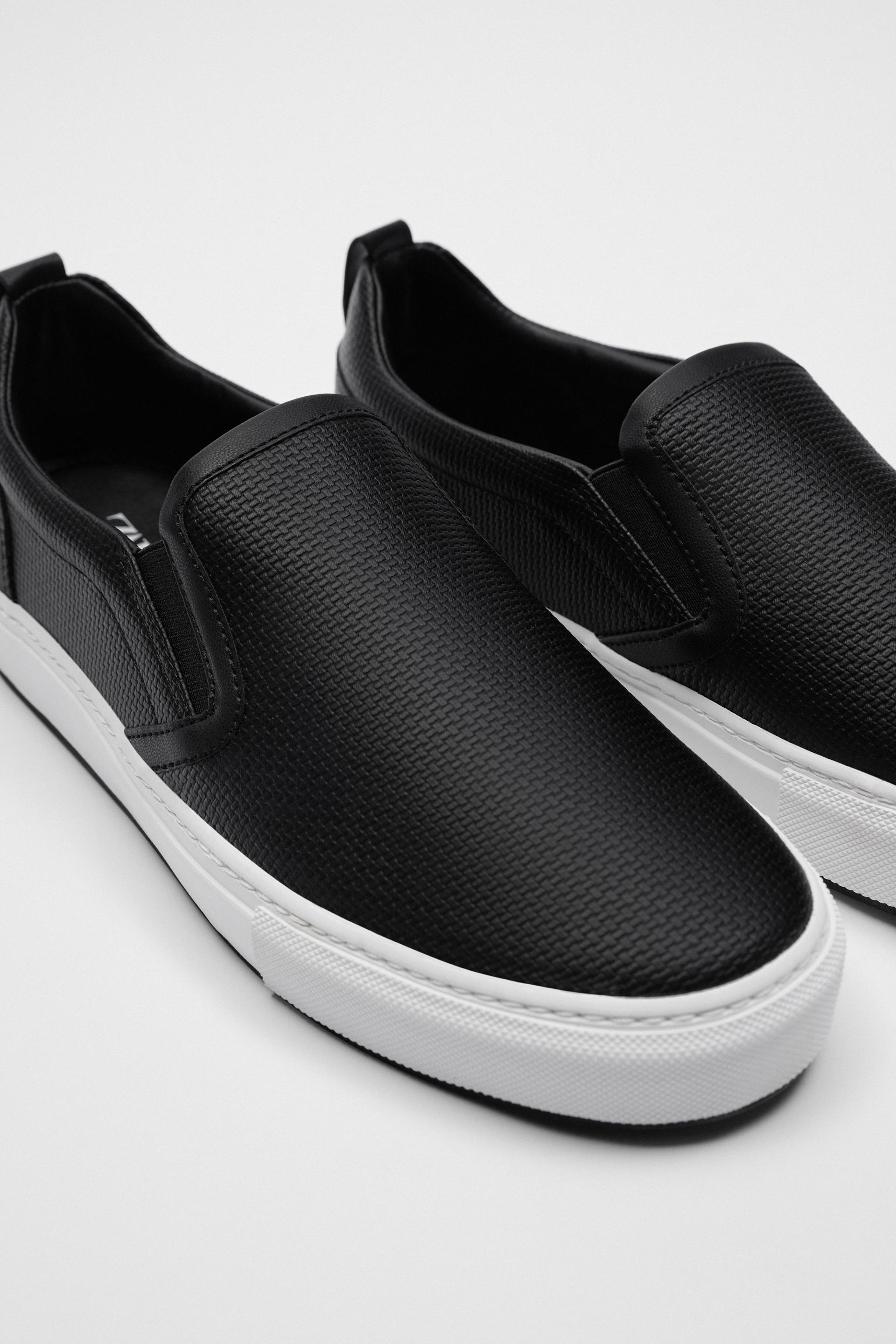 embossed laceless sneakers