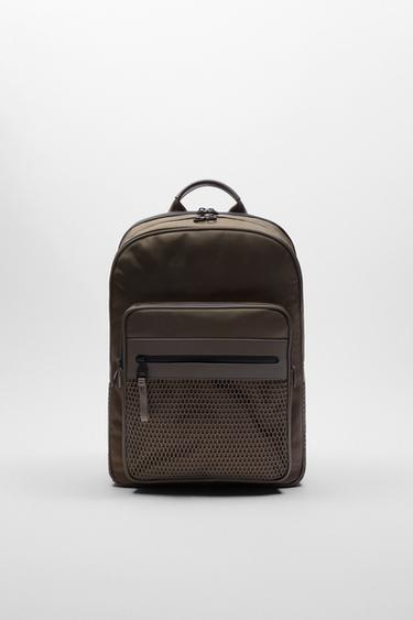 zara black leather backpack