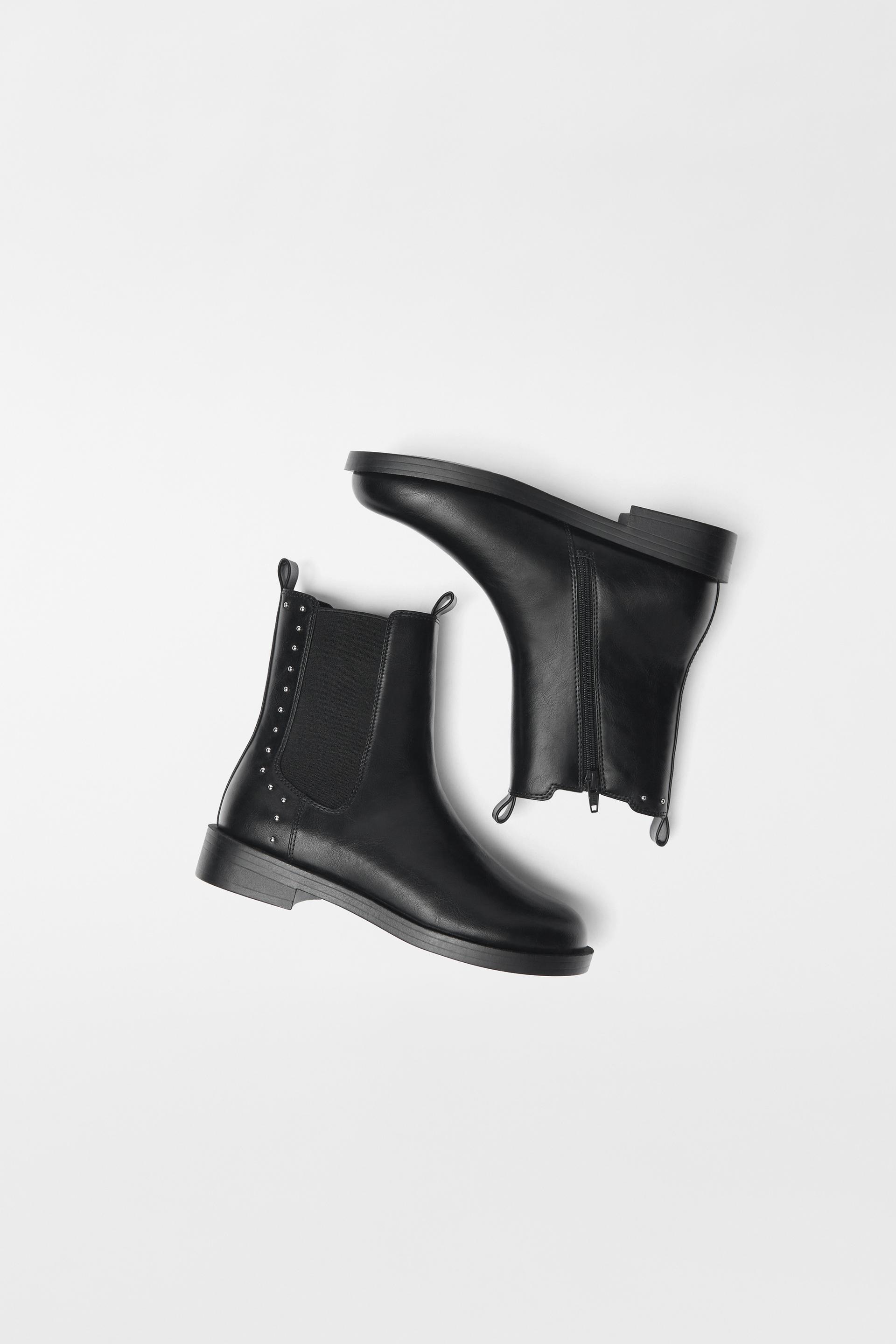 STUDDED ANKLE BOOTS - Black | ZARA 