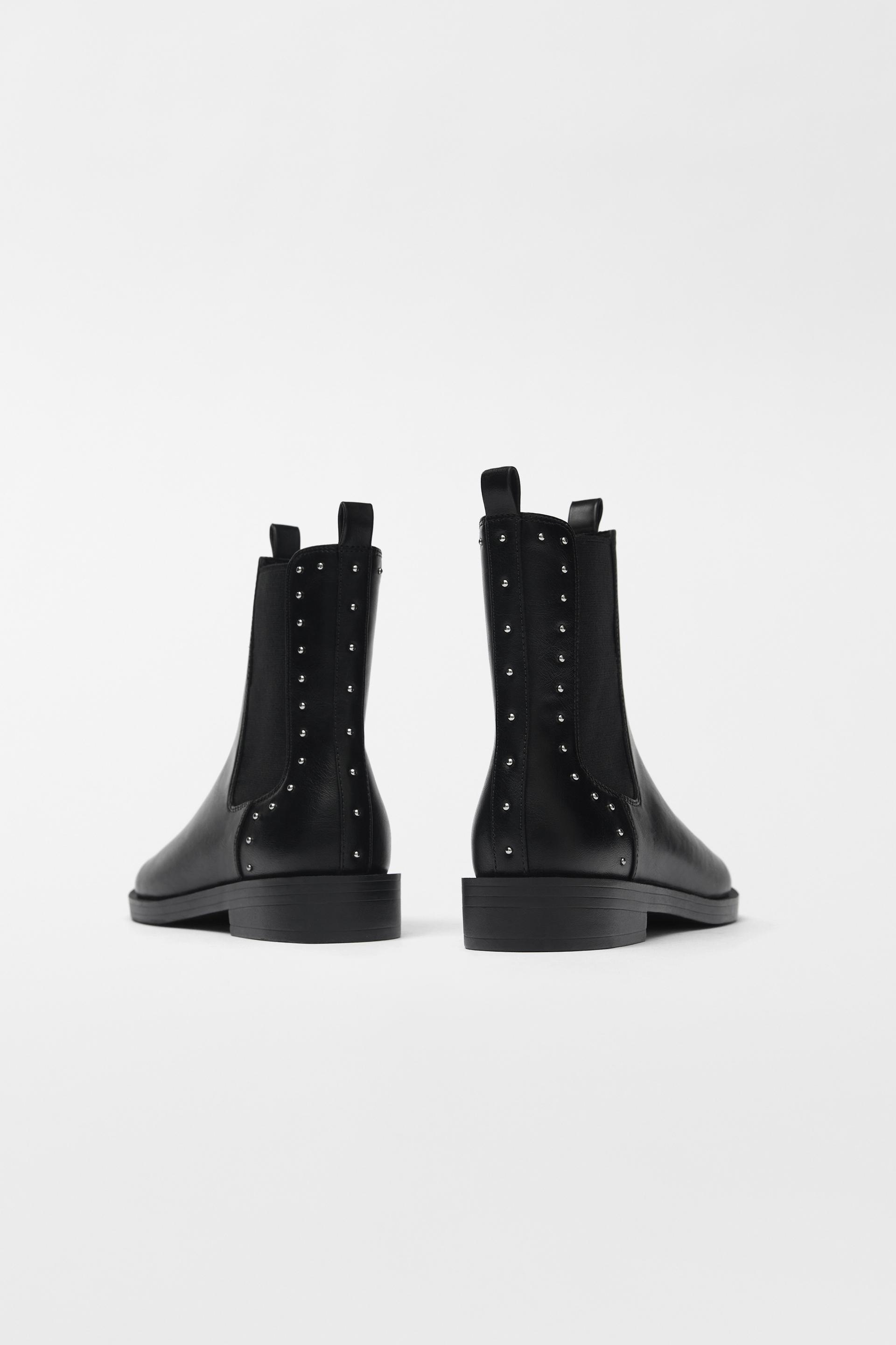 STUDDED ANKLE BOOTS - Black | ZARA 