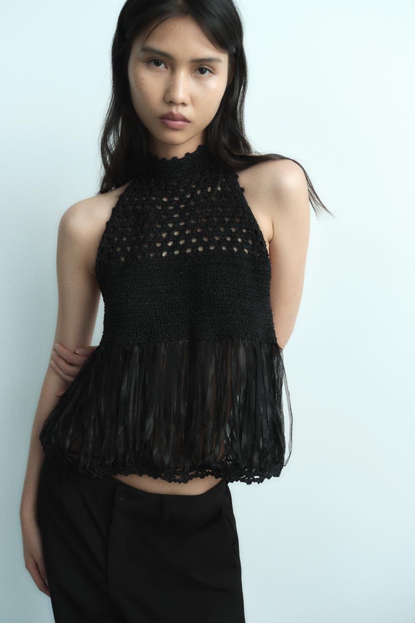 Halter knit top zara Clearance