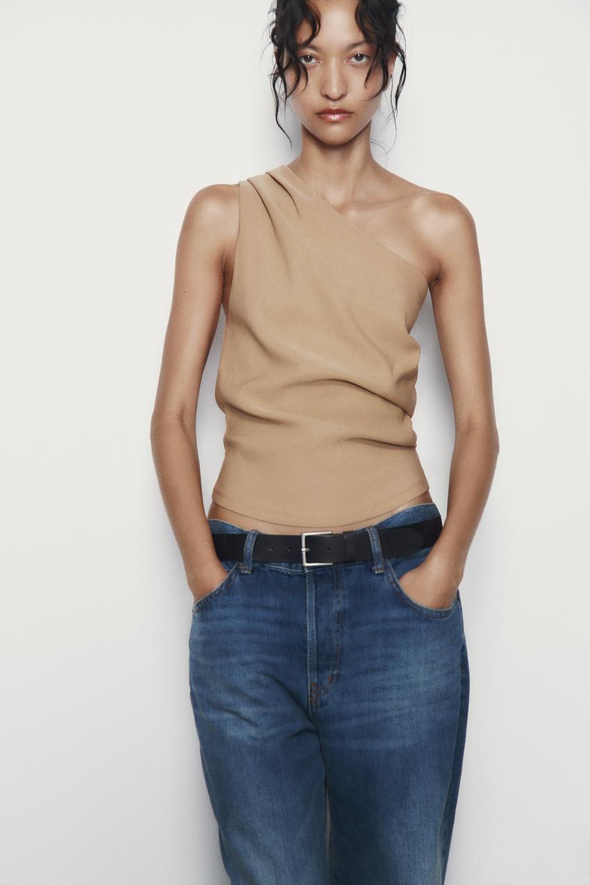 Zara brown asymmetric top Clearance