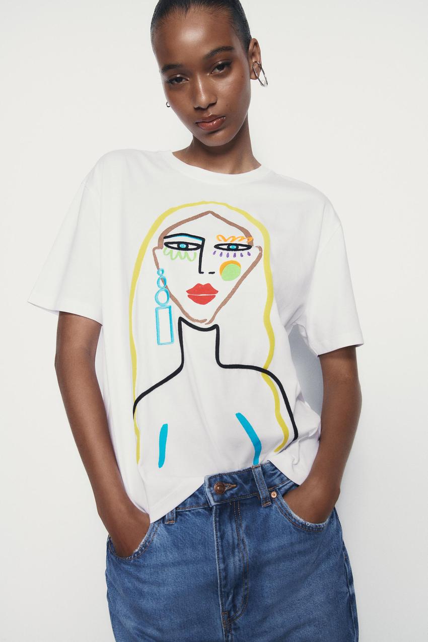 Zara face t shirt Clearance