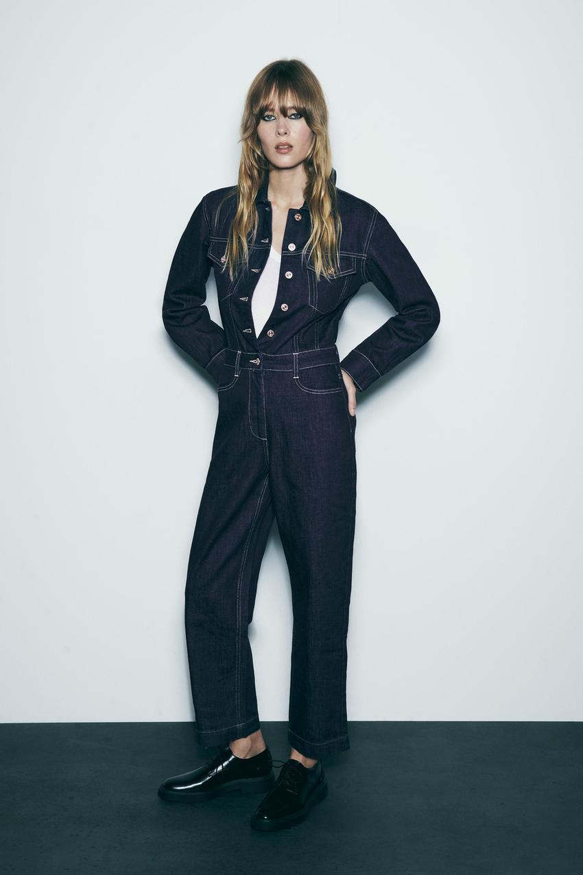 Zara black denim romper Clearance