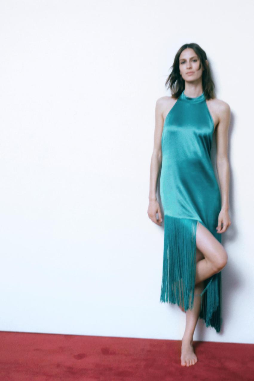 Zara halter dress green Clearance