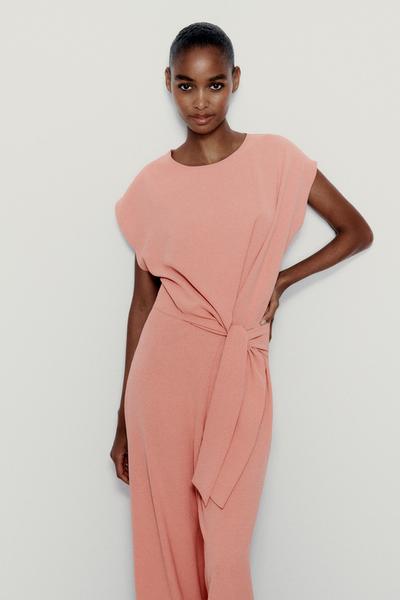 FLIESSENDER OVERALL MIT KNOTENDETAIL - Rosa von Zara - Bild 1