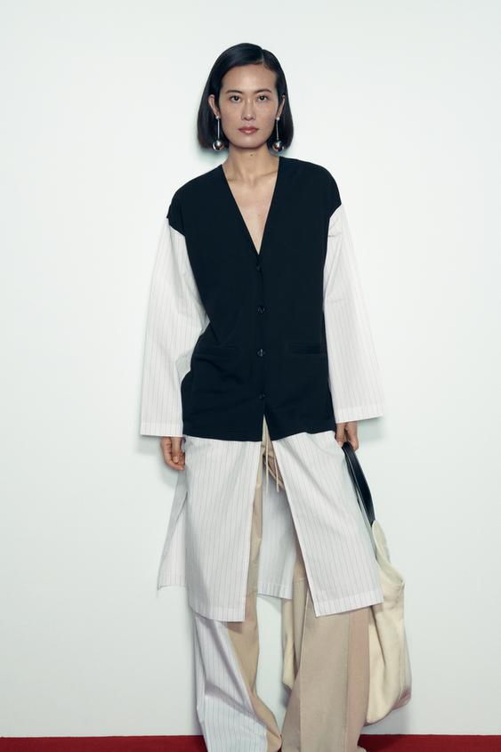Image 1 of CONTRAST POPLIN JACKET from Zara