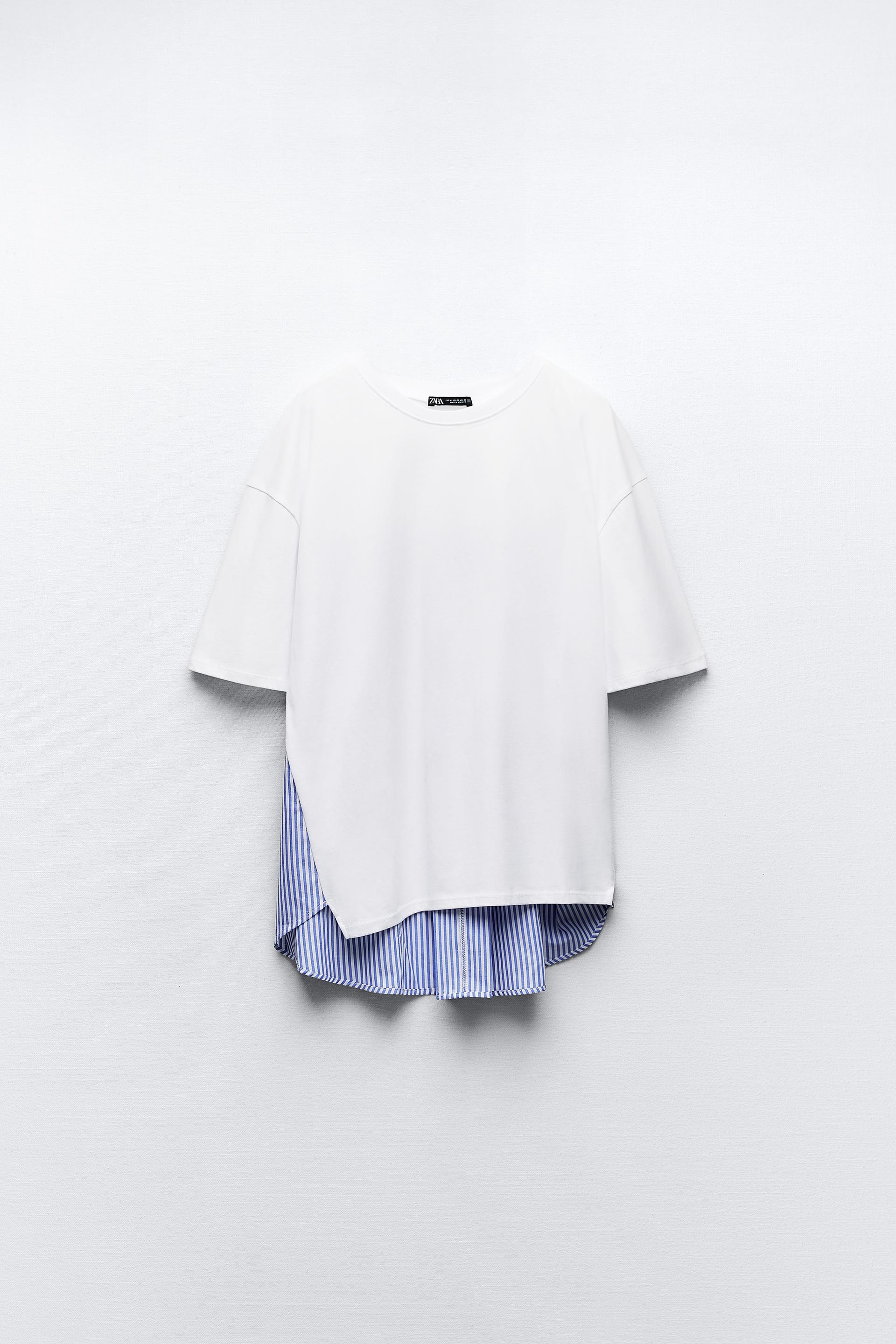Zara poplin shirt with contrast stripes Outlet