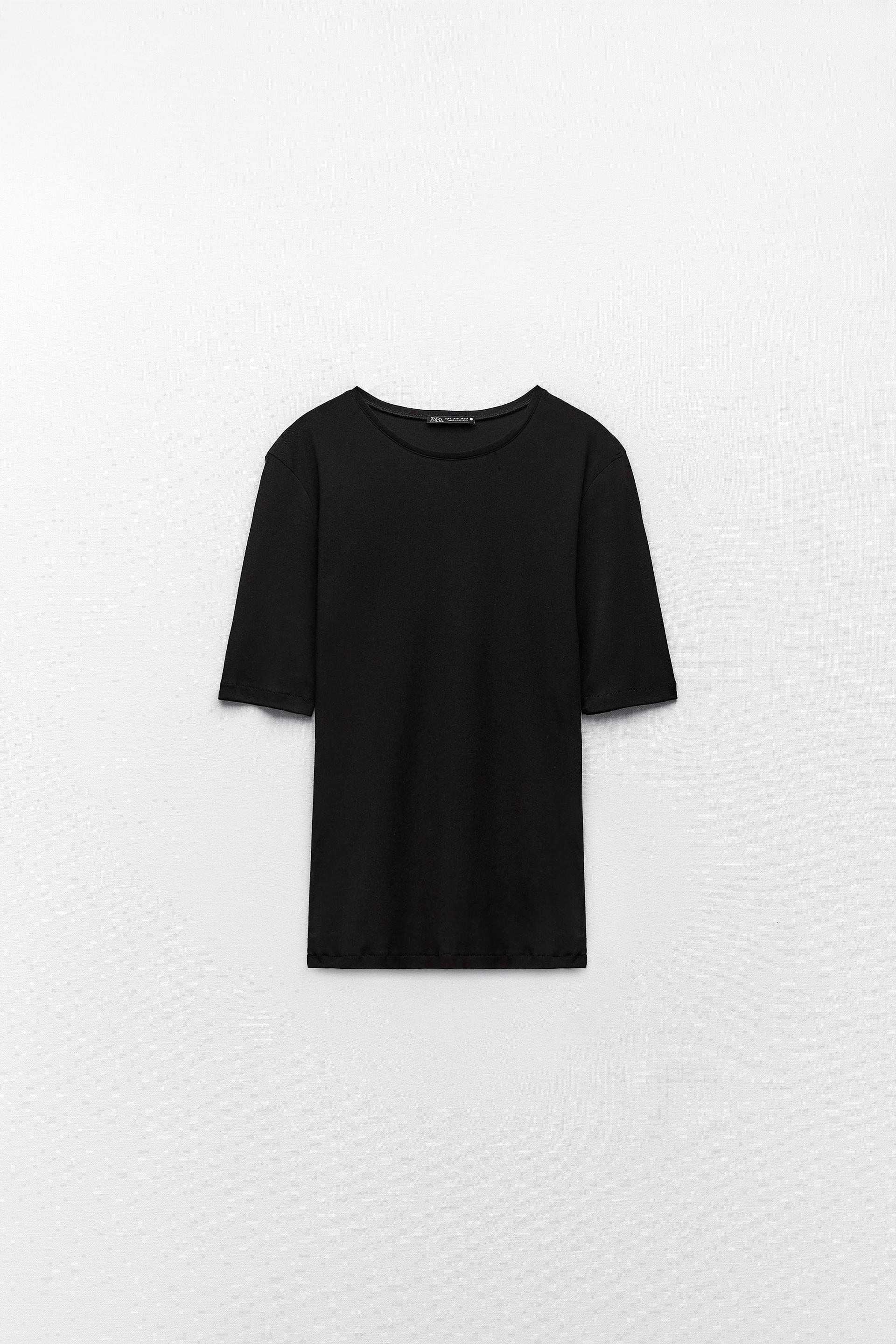 Zara women's black t shirt Clearance