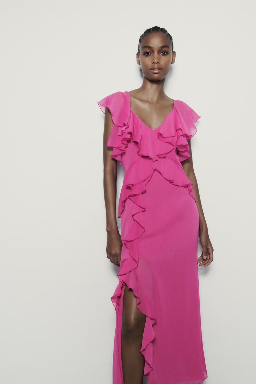 Zara pink flowy dress Outlet