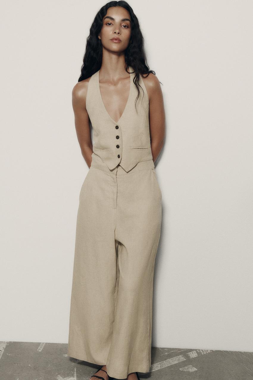 Zara jumpsuit beige Clearance