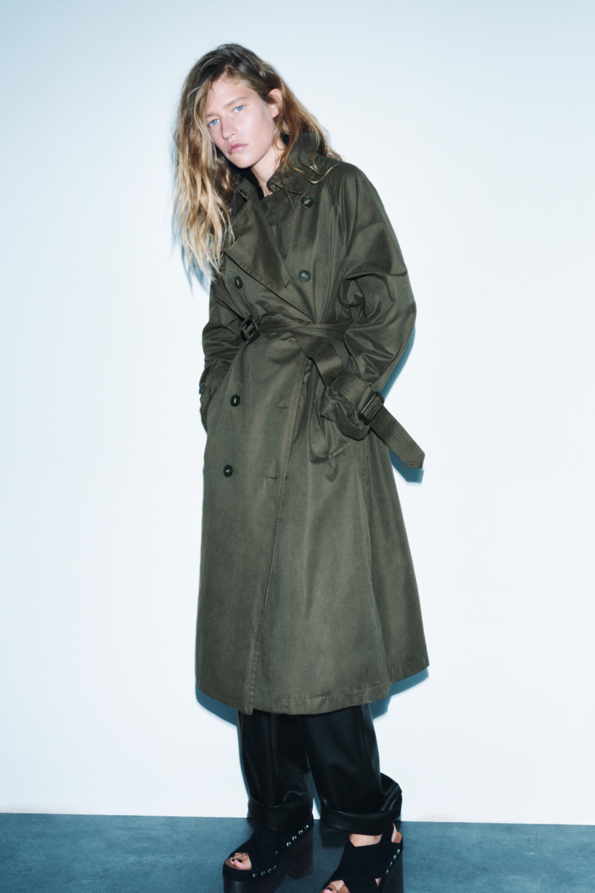 Khaki trench coat zara Clearance