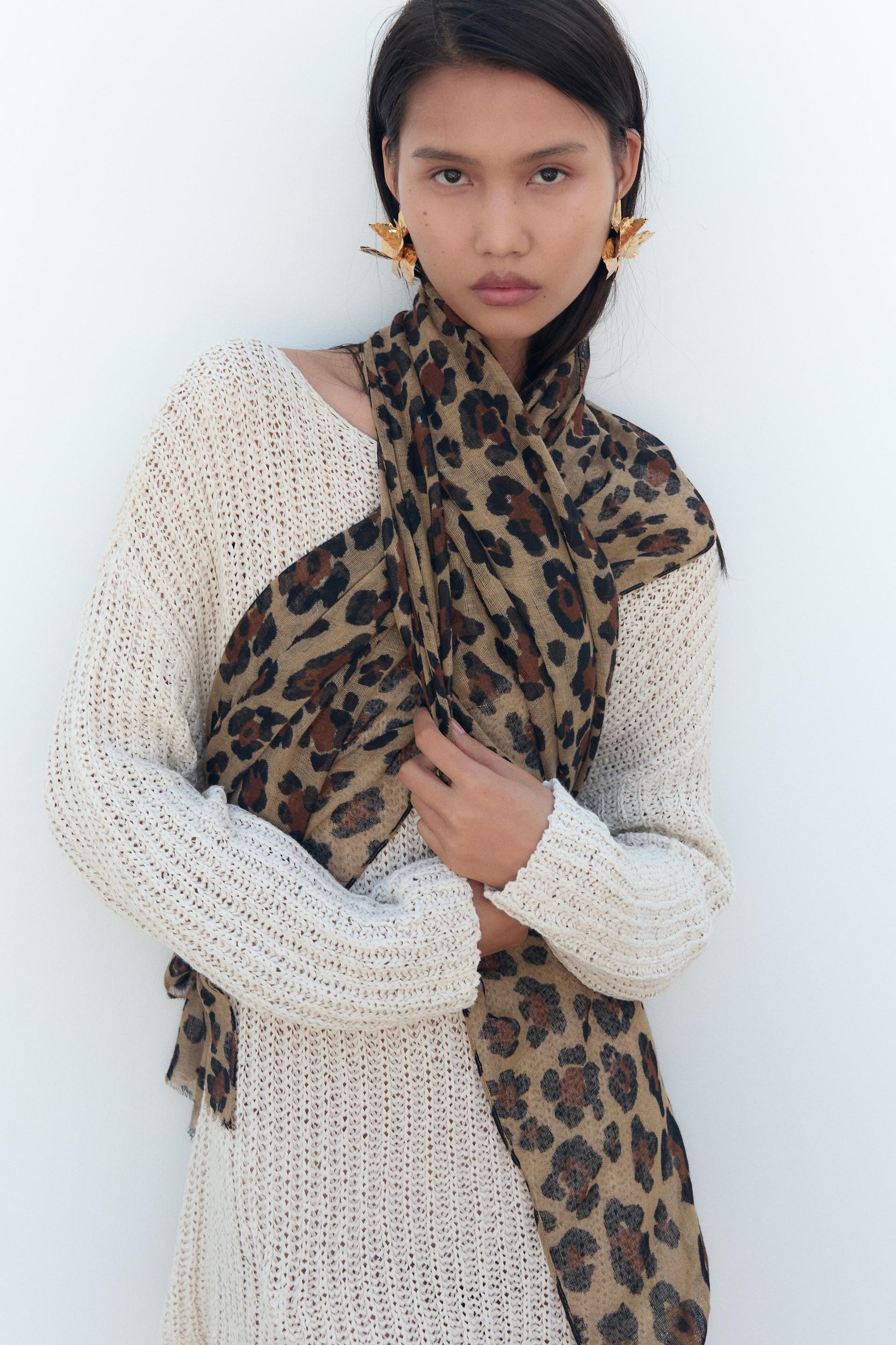 Leopard scarf zara Clearance