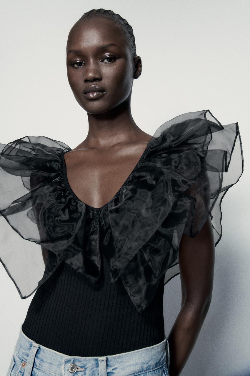 Zara black ribbed bodysuit Clearance