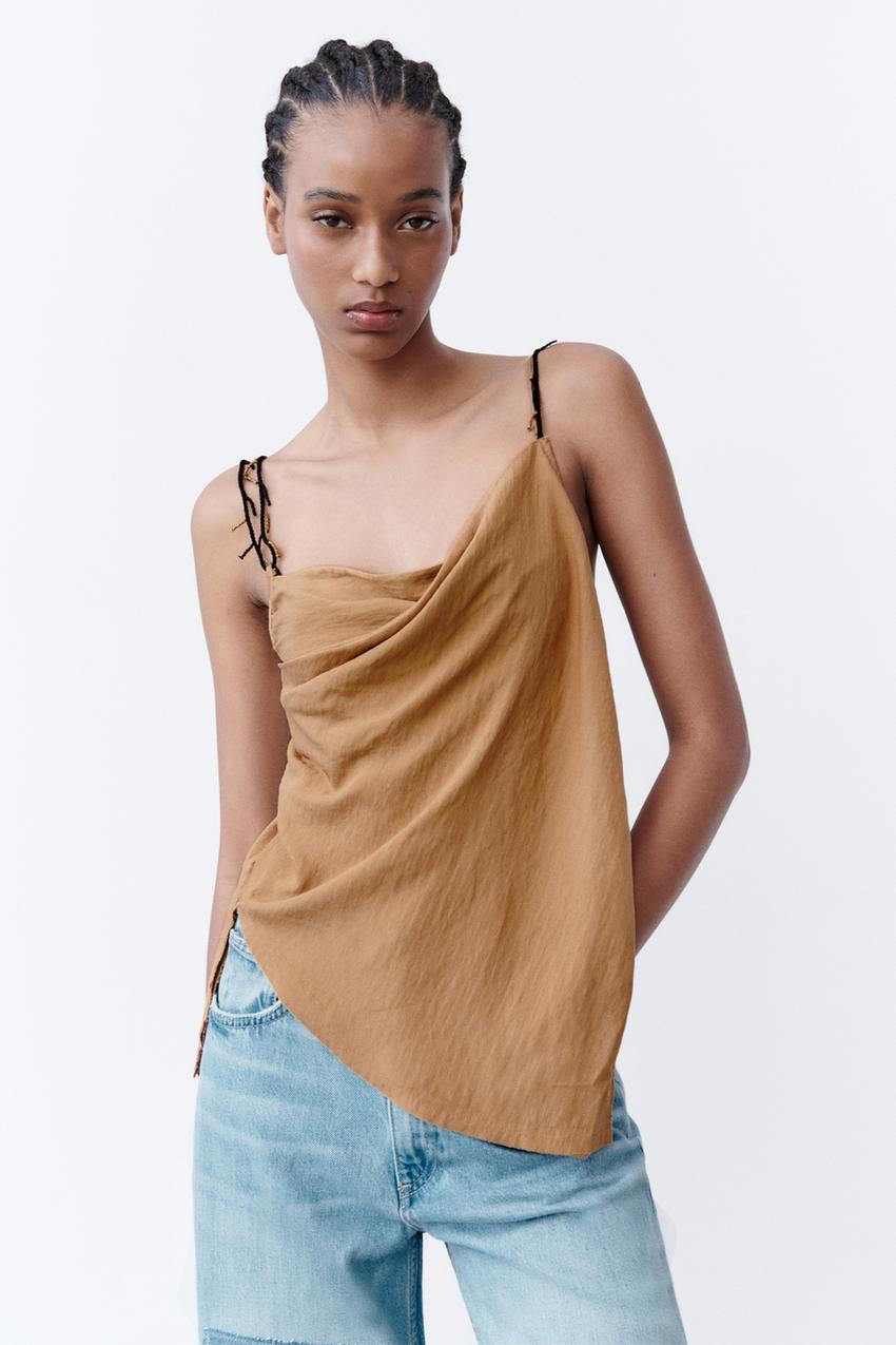 Zara brown asymmetric top Clearance