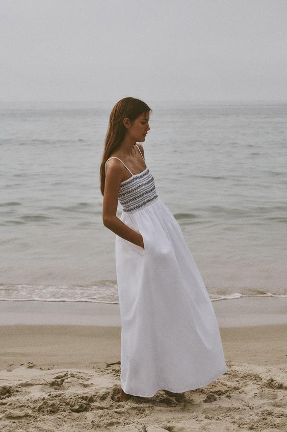 Zara white chiffon dress Clearance