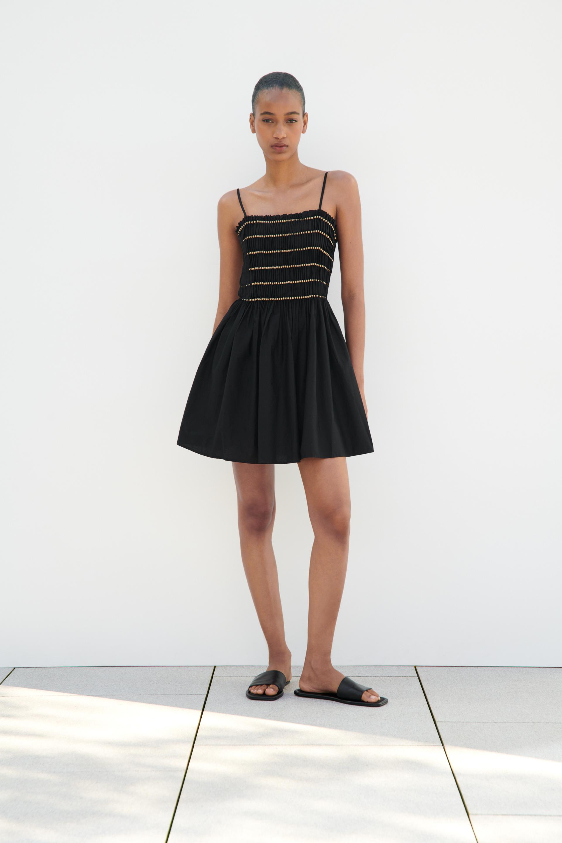 Zara black shirred dress Clearance
